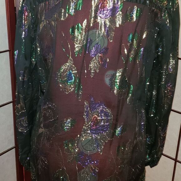 Teddi of Cali. Sheer Black Metallic Floral Blouse - Picture 6 of 10